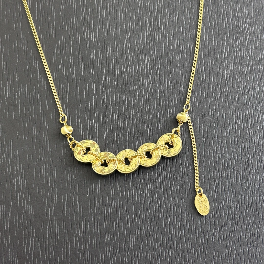 坠链均925银 【MZ】925银招财五帝钱套链YTL243