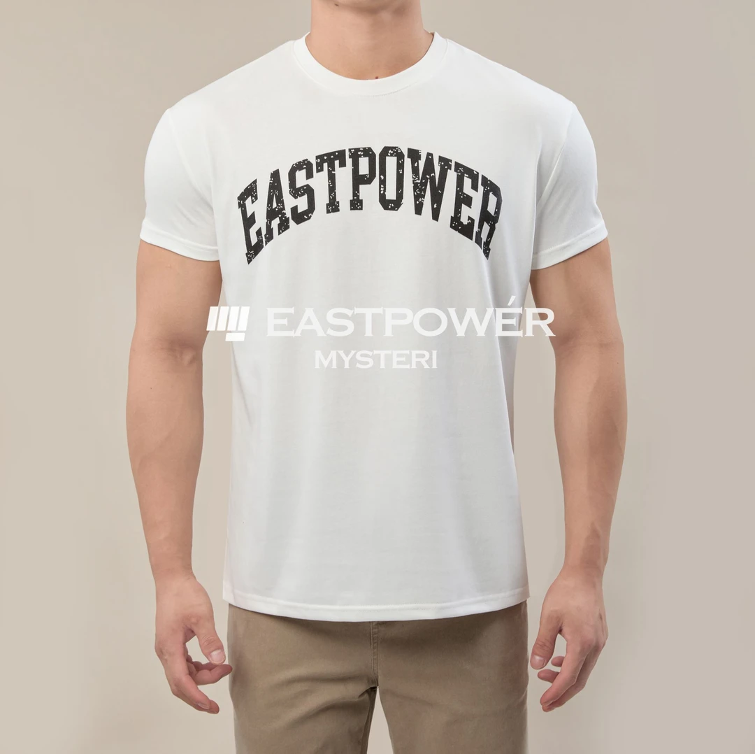 EASTPOWER美式爆裂英文印花短袖T恤男休闲圆领百搭T恤打底衫上衣