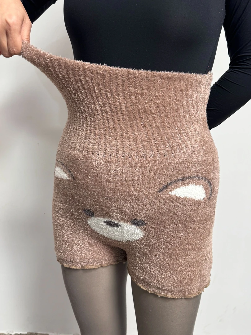 羽毛纱秋冬软绵绵高腰暖宫裤家居裤女睡裤保暖裤毛绒冬季女士时尚