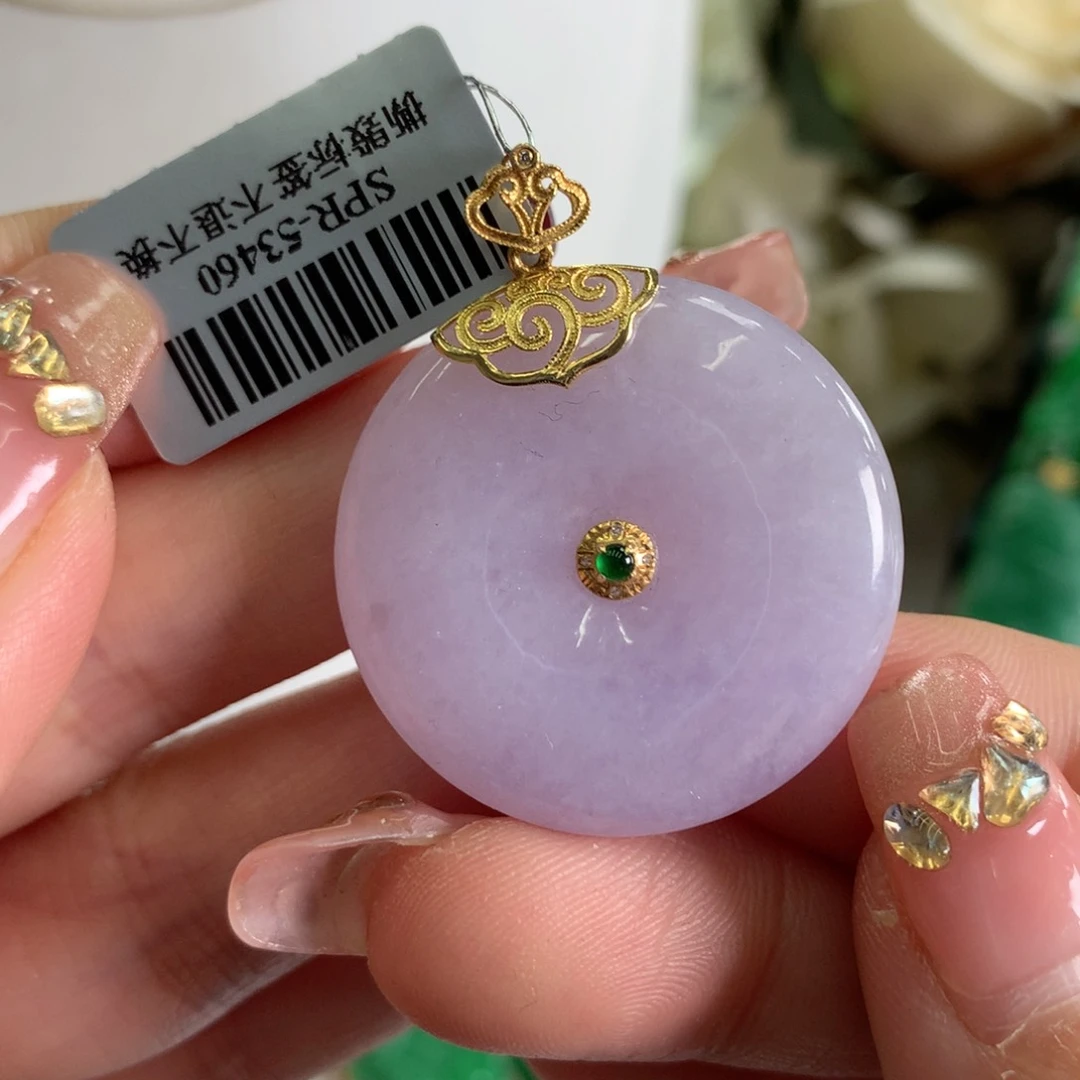 翡翠吊坠(不含链)18K金镶嵌