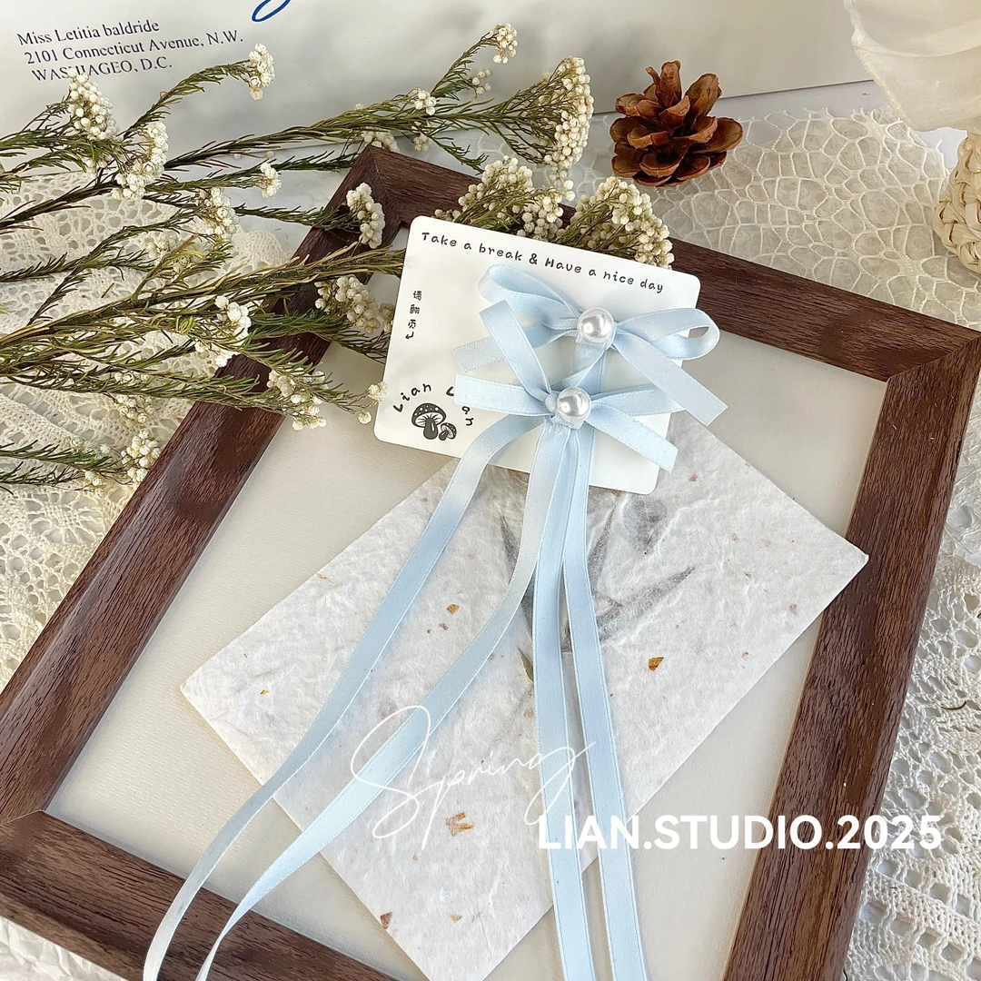 飘带珠珠结 全店满19.9包邮 Lian原创 鸭嘴夹 A-088