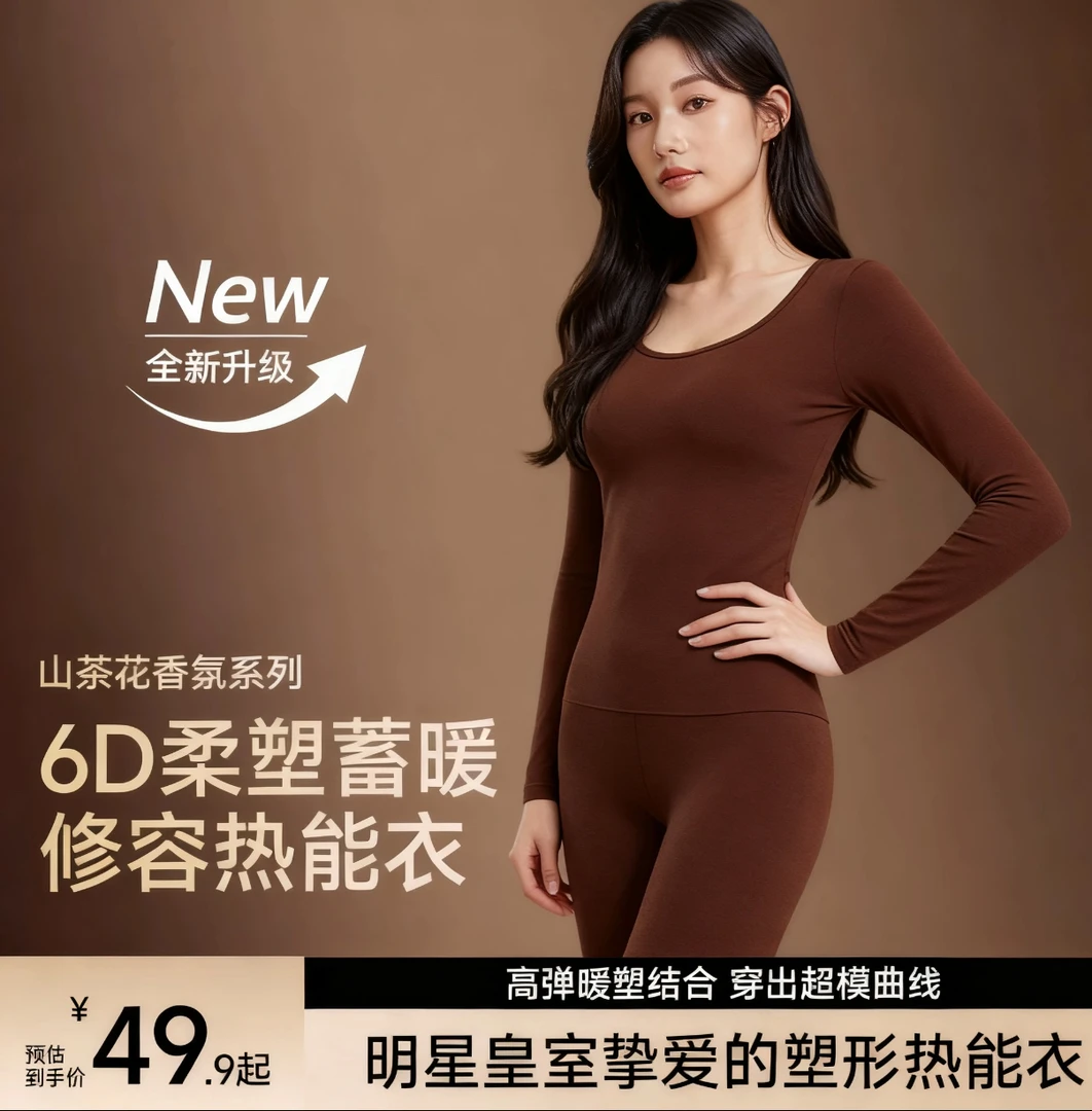 【明星同款】草本塑形修容热能衣打底衫百搭秋冬保暖显瘦