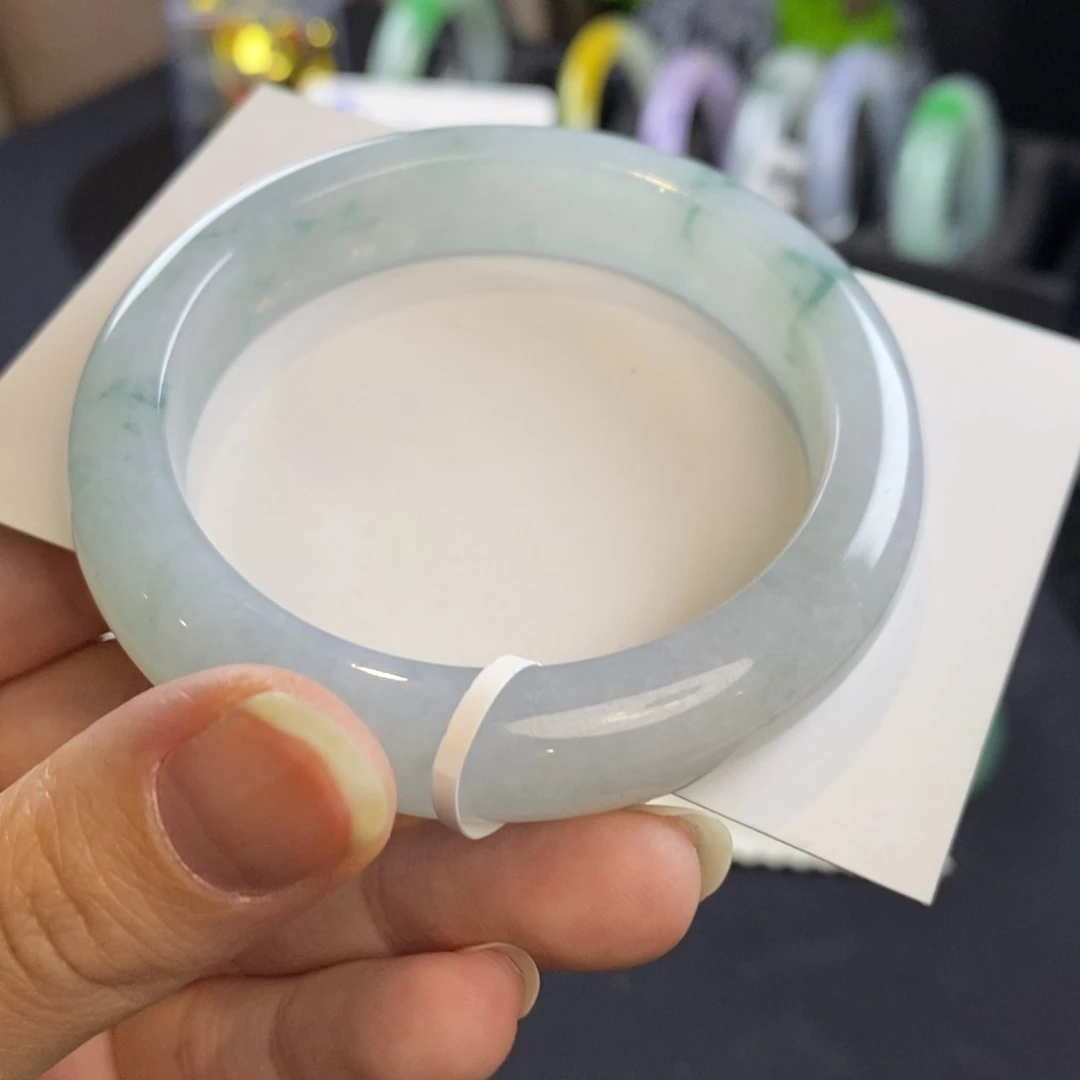 翡翠未镶嵌手镯飘花53