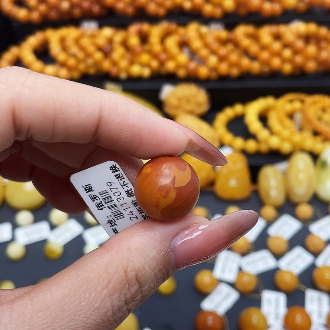 蜜蜡珠宝奇石未镶嵌16.7mm橘皮老蜡圆珠