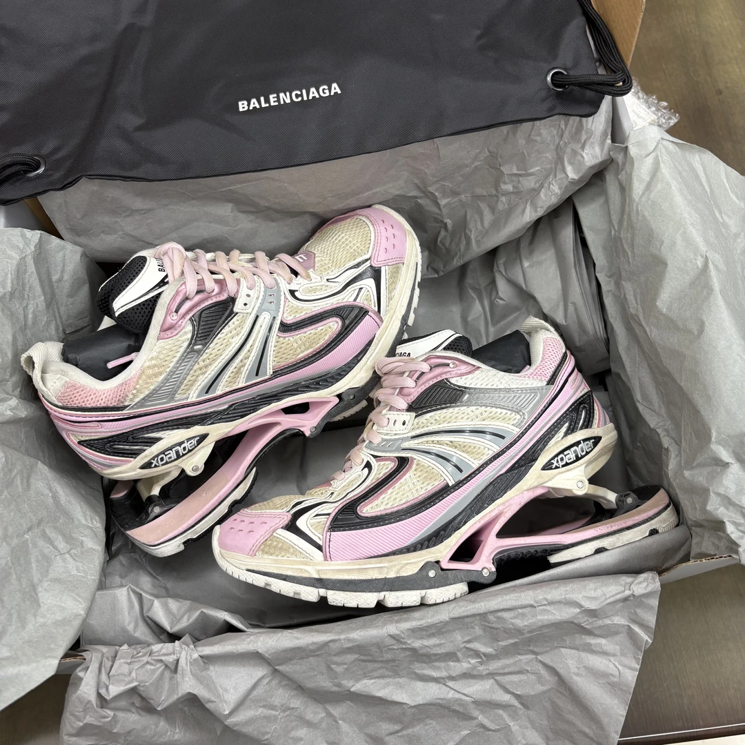 未使用 Balenciaga/巴黎世家 全新 X-pander 黑粉色 增高休闲鞋