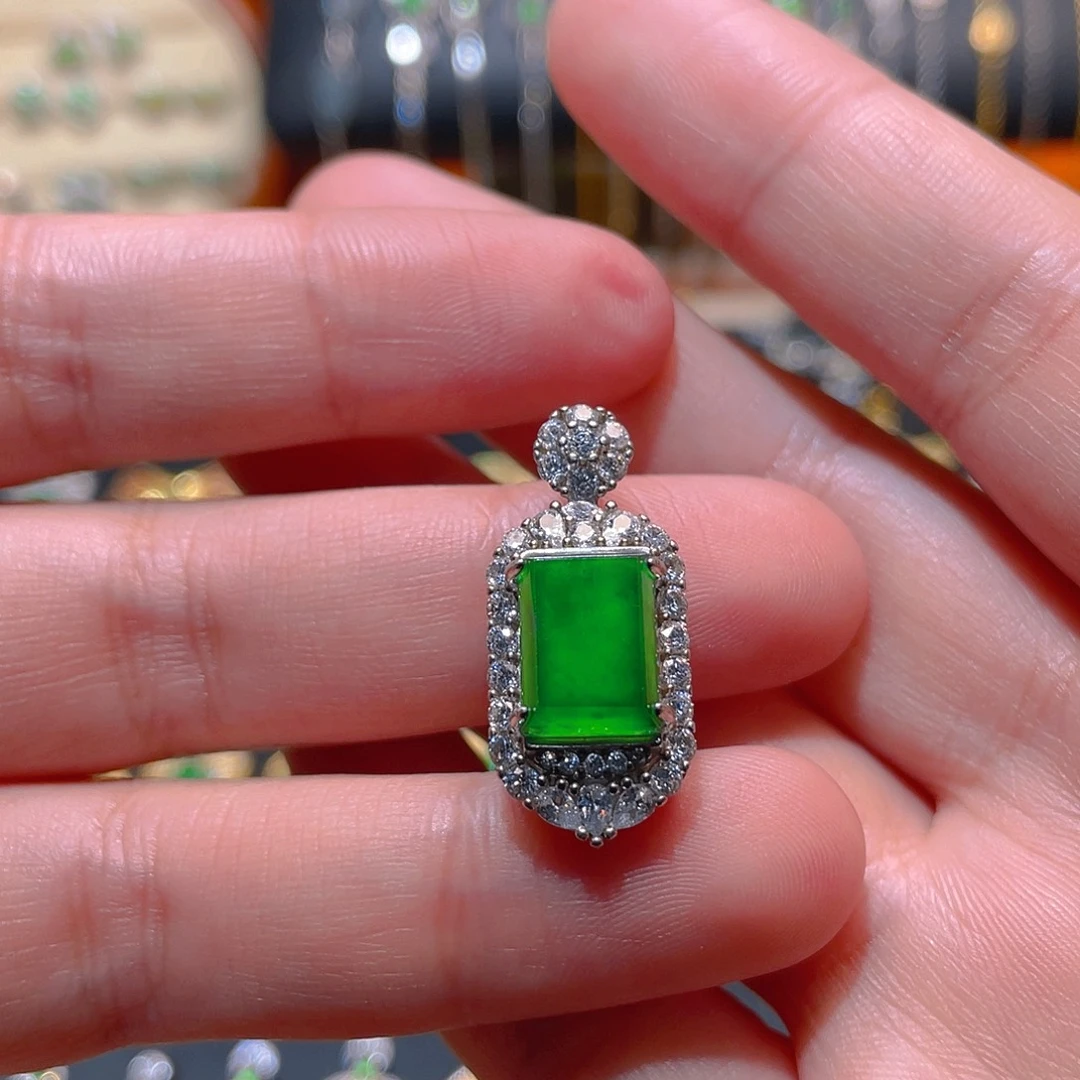 翡翠银S925镶嵌吊坠(不含链)