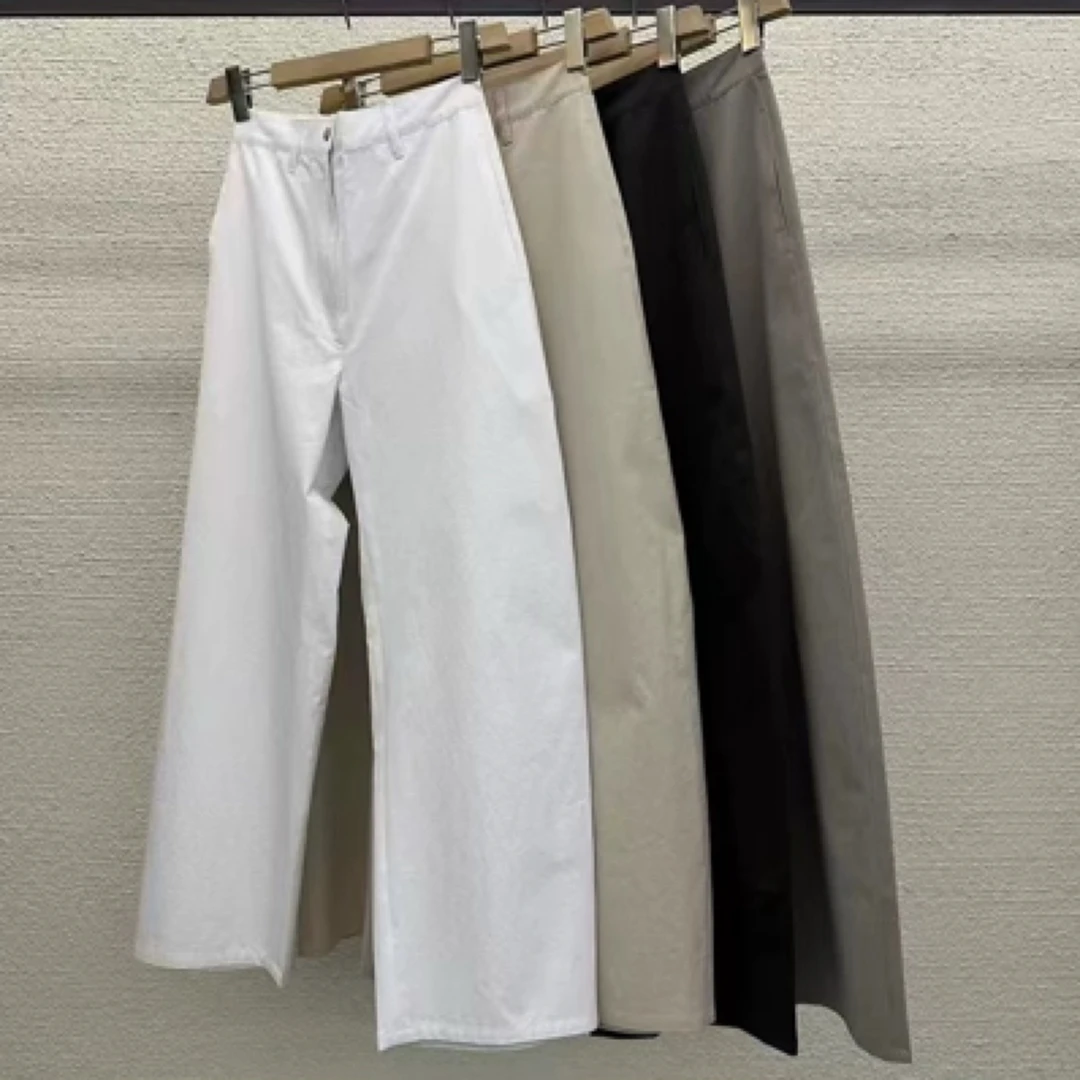 韩国东大门AT THE BAGEL25春季纯色经典镰刀薄棉休闲长裤