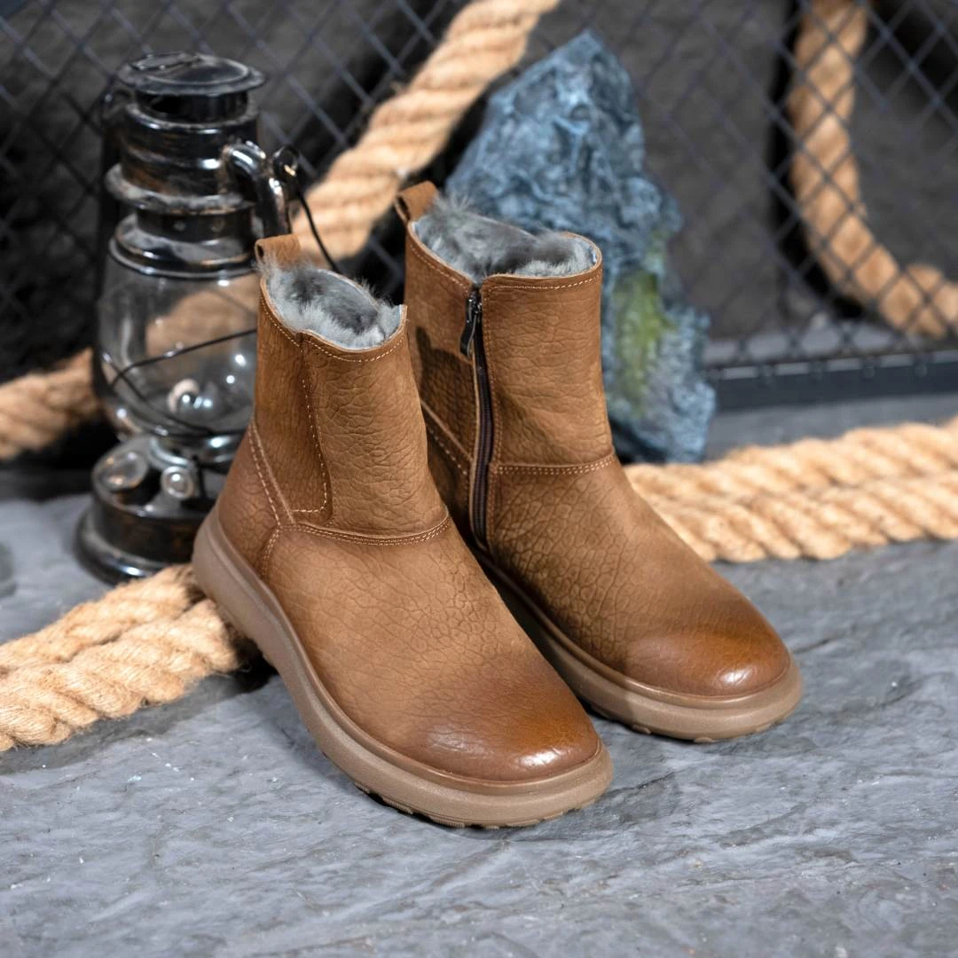 [极地2代]羊皮毛一体高帮雪地靴厚底休闲保暖加绒男款马丁靴透气