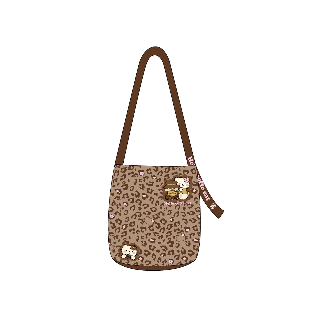 艺术鸭原创可爱百搭豹纹 飘带多用水桶单肩斜跨手提通勤女包包