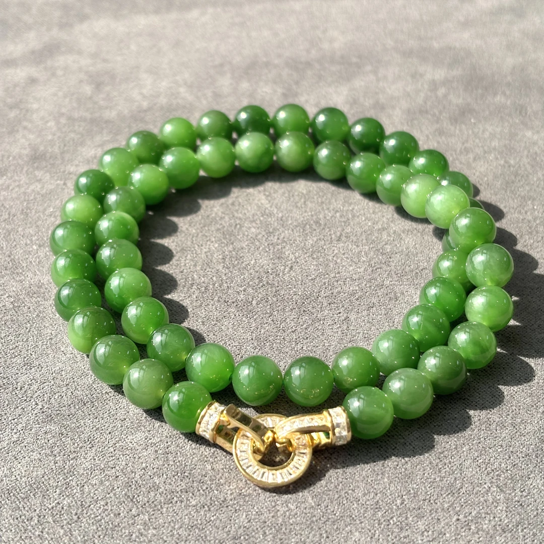 无黑点 一步到位 和田碧玉项链8mm 可传承#5936