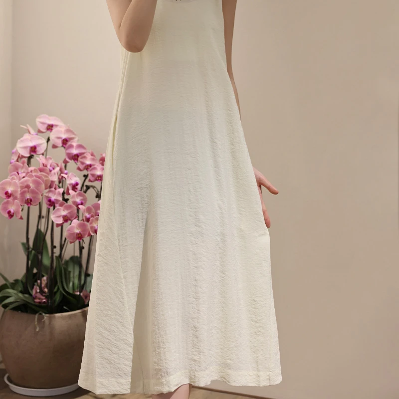 2505桑蚕丝缩绉不易皱好打理无袖连衣裙女装连衣裙23133