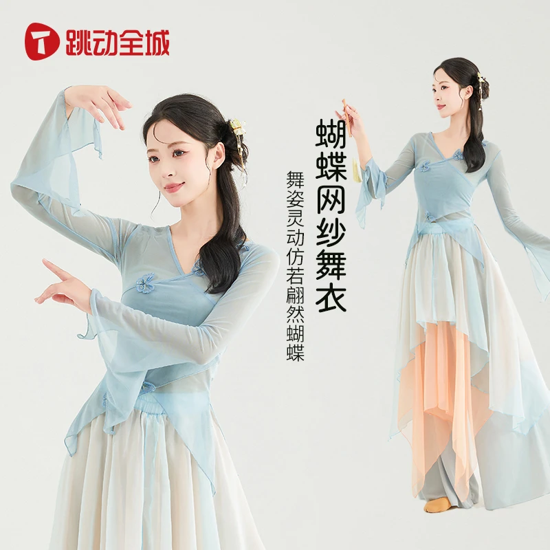 古典舞舞蹈服装女飘逸飞舞裙裤中国舞表演服宽松阔腿纱裤