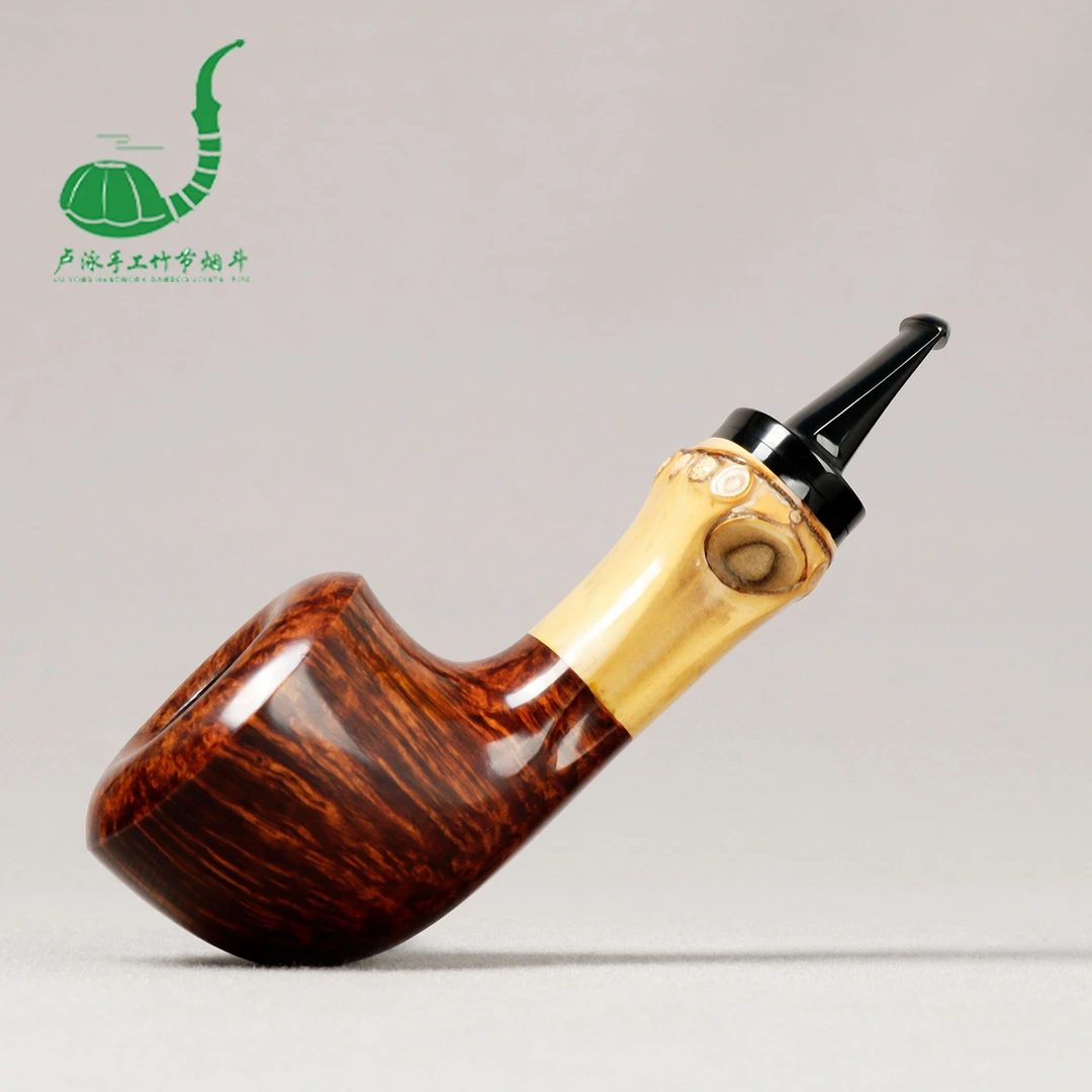 国师卢泳手工竹节  深色光面竹节自由式都柏林  手工石楠木烟斗