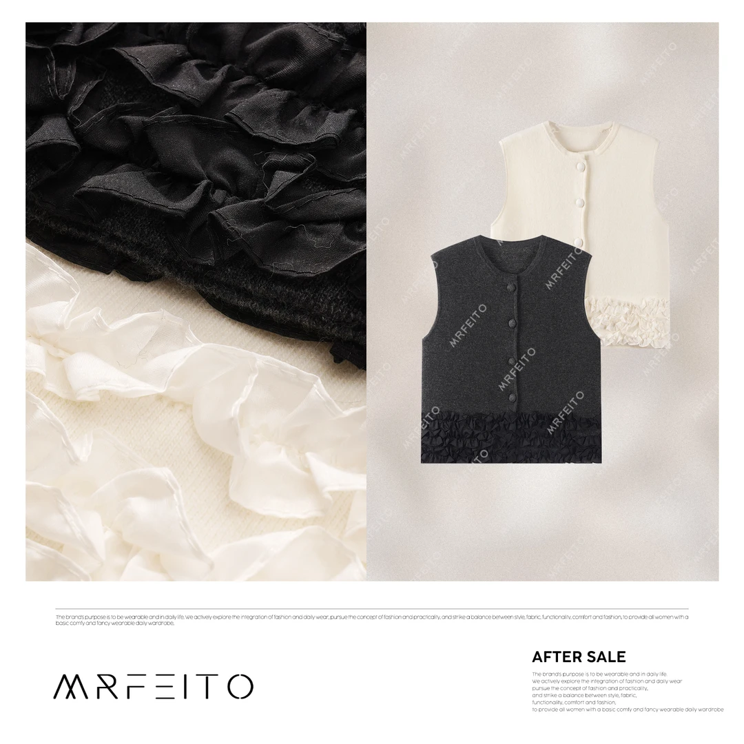 【沉沦】复古纯色减龄拼接蕾丝花朵休闲马甲H87MA01D30492