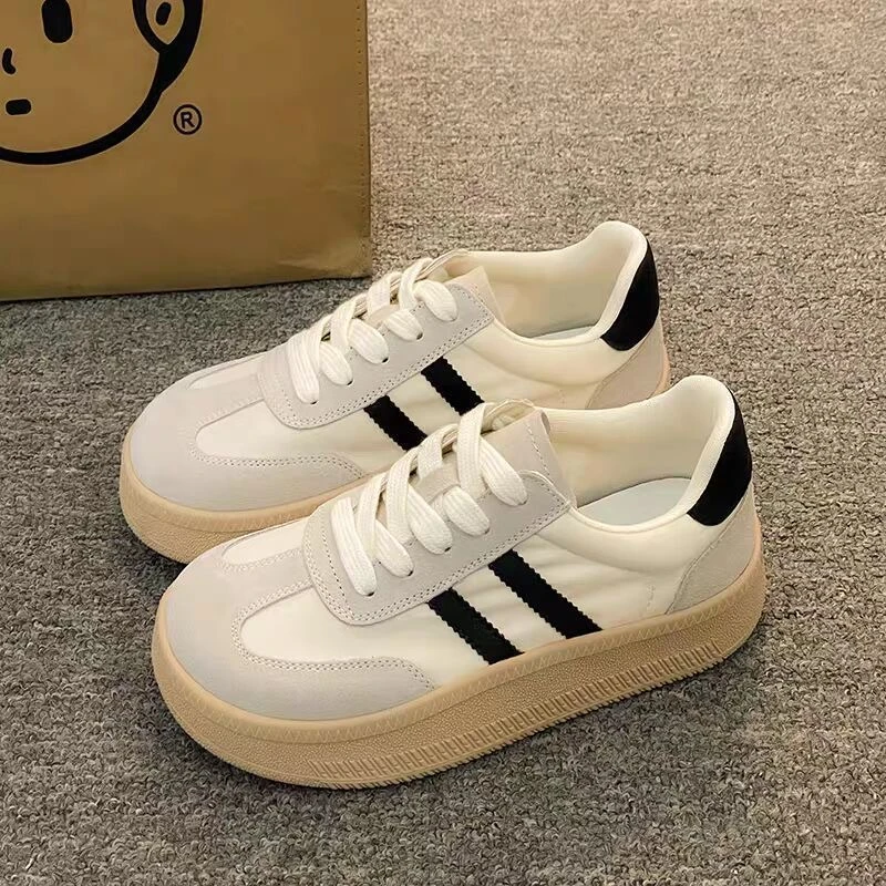 德训鞋春秋款小白鞋韩版百搭休闲时尚女鞋学生复古运动厚底板鞋