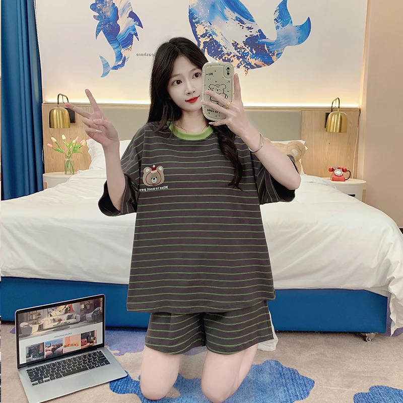 睡衣女款爆款2025新款夏天薄款短袖短裤居家休闲套装可外穿家居服