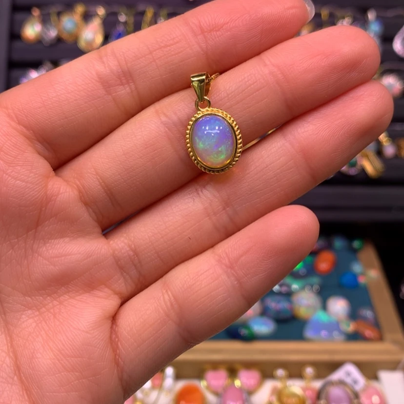 【闪购商品】欧泊项链款式银S925镀金镶嵌