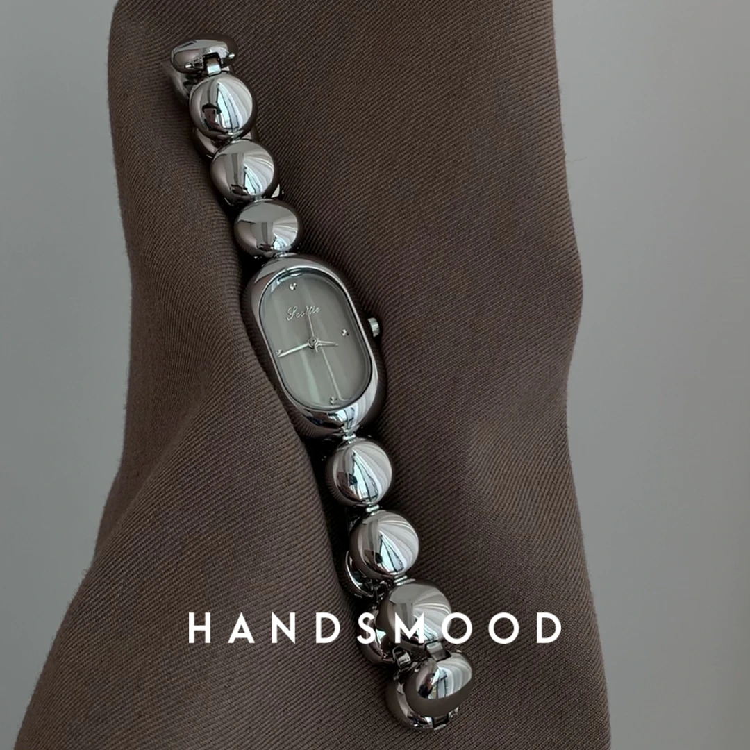 handsmood 格雷灰豆豆设计感时尚气质个性高级休闲百搭女士手表