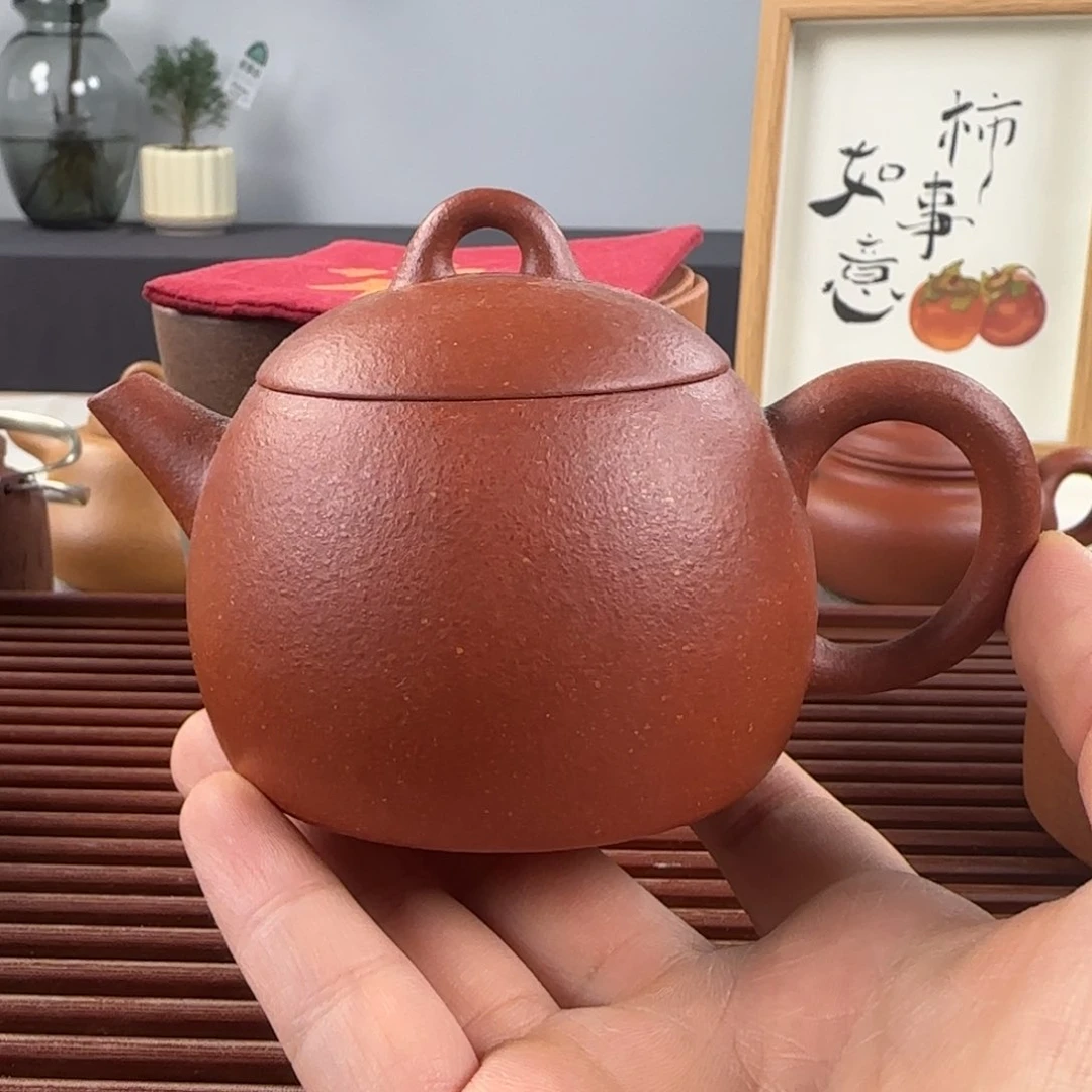 紫砂茶壶微瑕红降坡