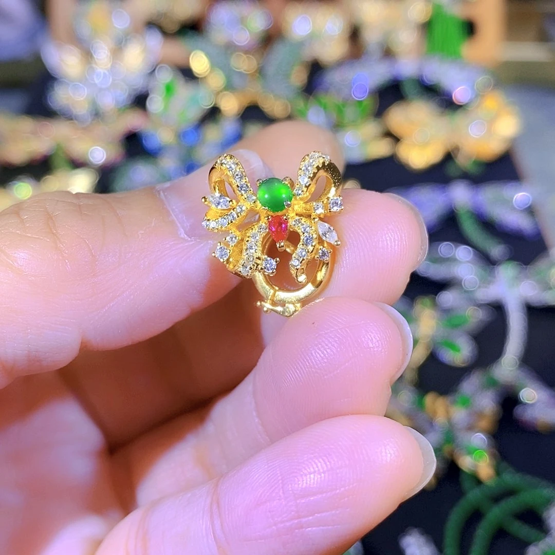 吊坠(不含链)银S925镶嵌翡翠