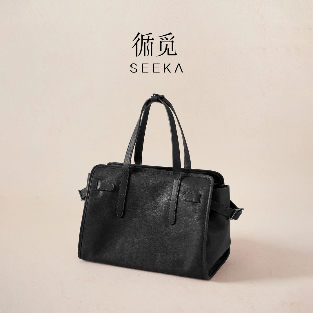 循觅本真 时光托特包头层植鞣牛皮秋季新款大容量通勤包斜挎包女