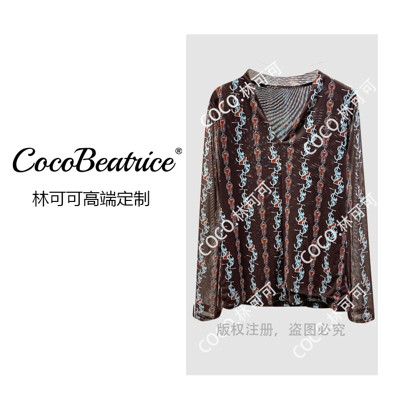【COCO林可可】9034#新款肌肤网纱时尚百搭洋气减龄气质轻奢小衫