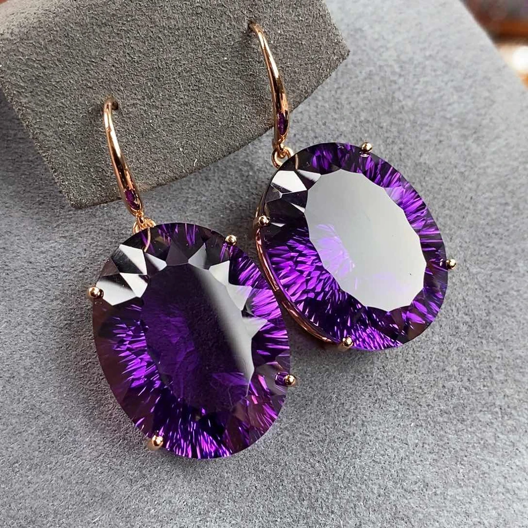 水晶耳坠银S925镶嵌天然