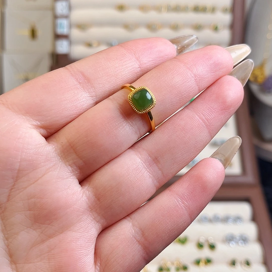 和田玉戒指银S925镶嵌f***h