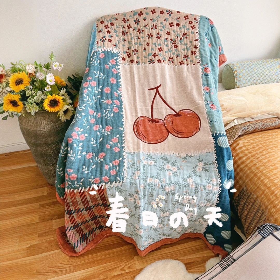 外贸色织四层多用棉纱布毯大中小四季通用不脱色A类