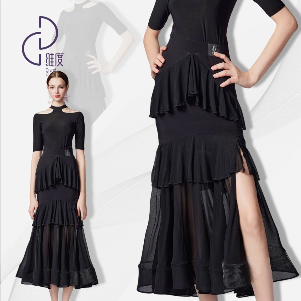 【维度舞服】Q31原创设计女士半身群摩登舞拉丁舞练习服赛服夏季