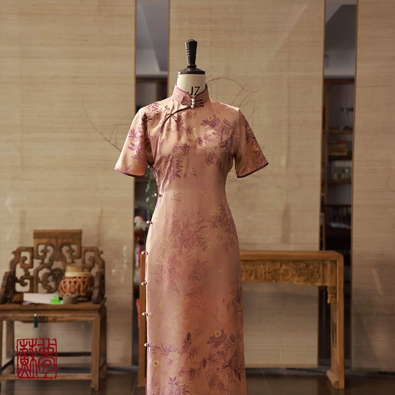 蘇夢【枫林晚】植物染立领斜襟旗袍中式百搭实穿0102575