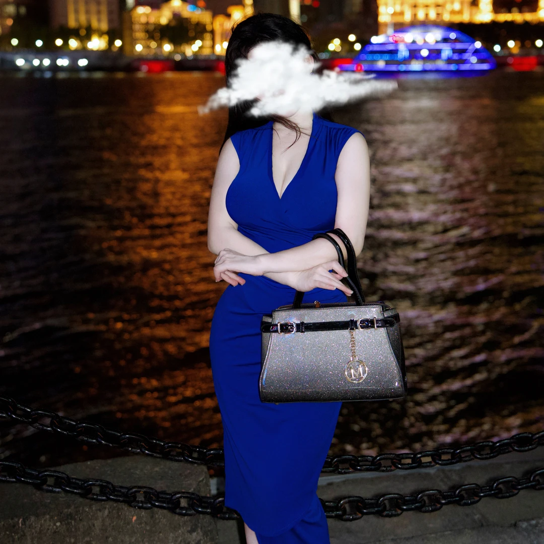 渐变珠光晕色斜挎包高奢手提包包