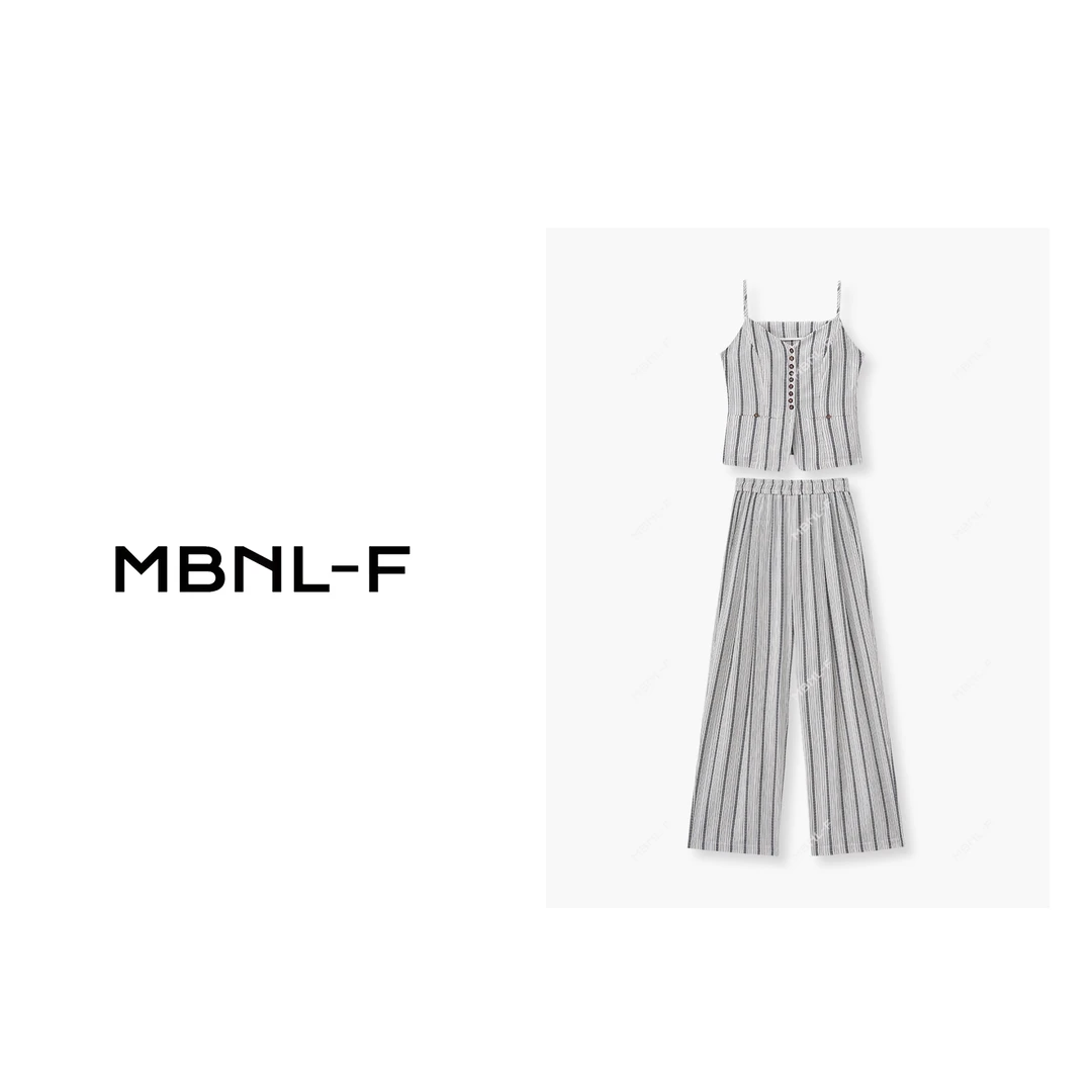 MBNL-F"克洛伊" 2024S/S新品 夏季百搭条纹套装 T秦磊XM-TZ5269