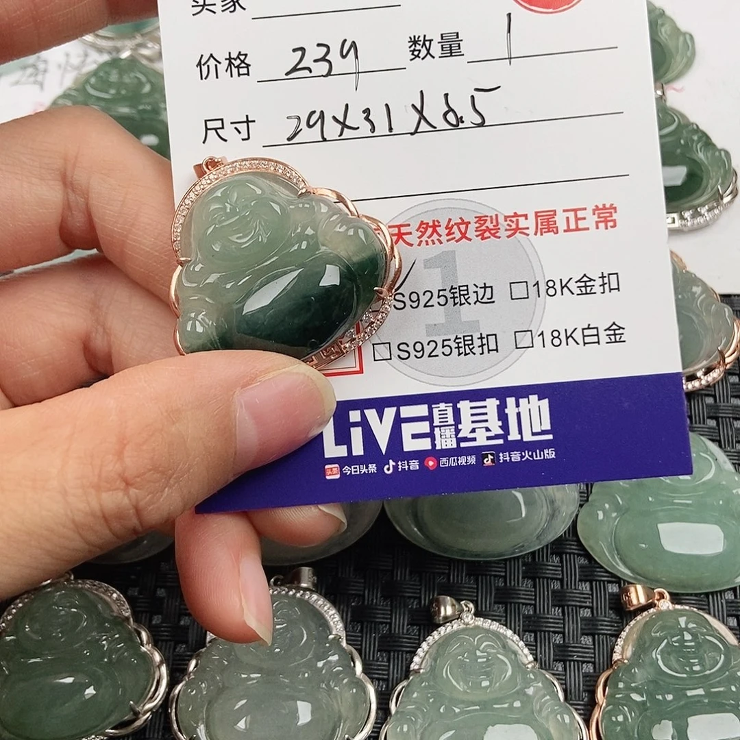 翡翠银S925镀金镶嵌颈饰