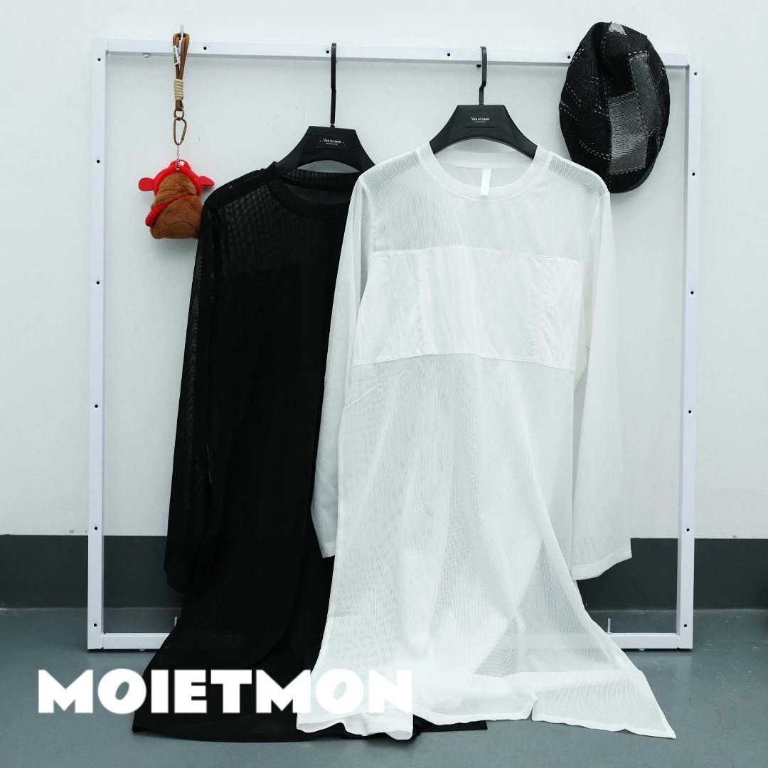 【Moi et mon】春季新款小众休闲宽松圆领网纱连衣裙透气长款连衣裙