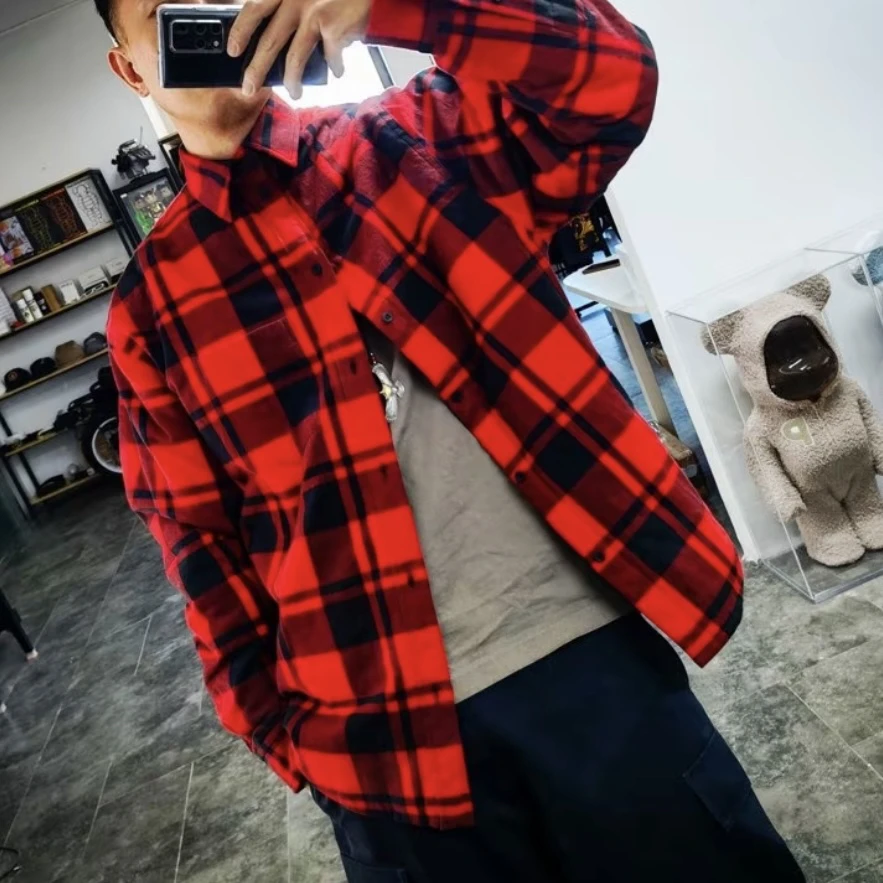 99新 Balenciaga/巴黎世家 1964/红色格纹满印衬衫棉服/XXS（os）
