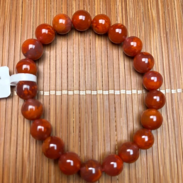 四川瓦西料南红原矿妖火焰牛血红老型珠10mm多样性发一