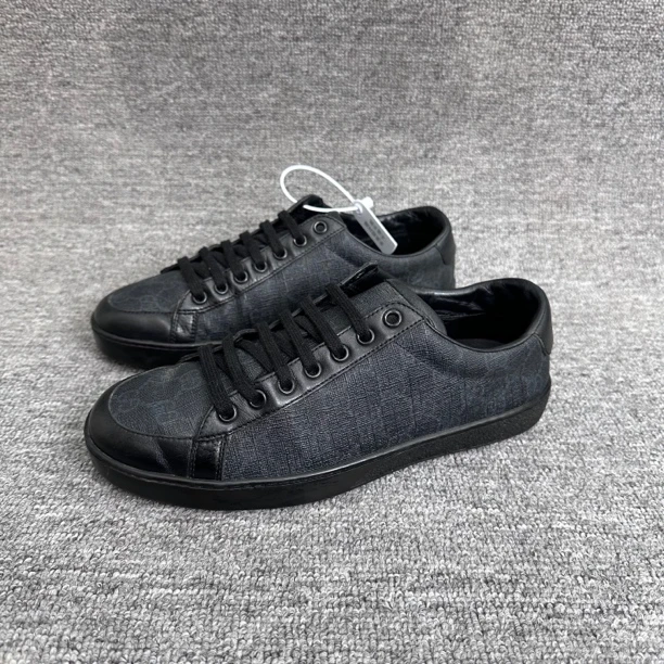 99新 GUCCI/古驰 39.5码 古驰Gucci 满印黑色板鞋 穿几次 准新