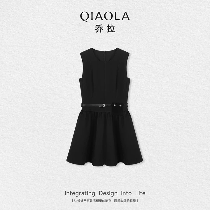 QIAOLA/乔拉【黑魔法少女】秋季圆领无袖显瘦气质时尚连衣裙预售