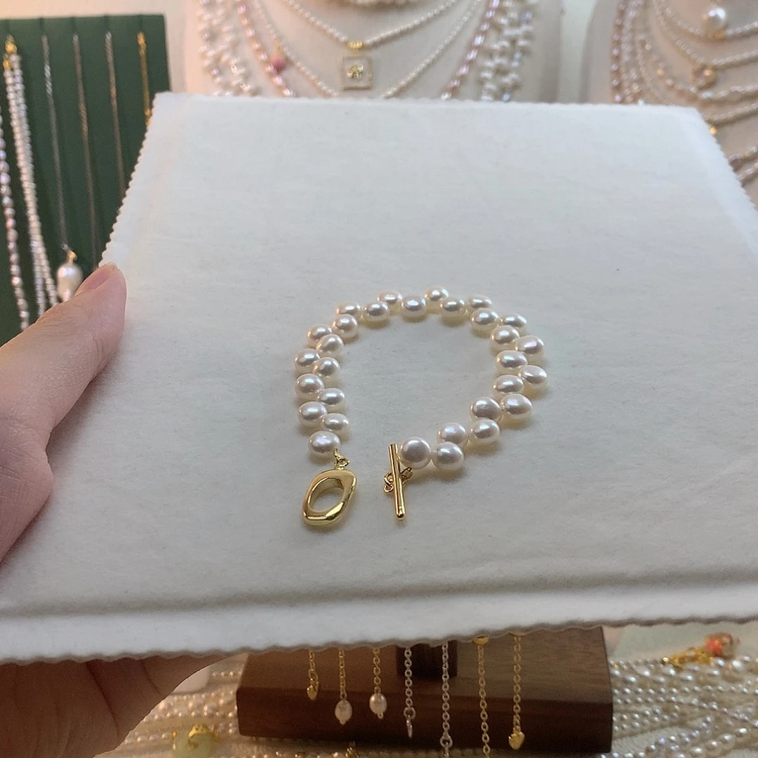 合金淡水珍珠蕾丝手链