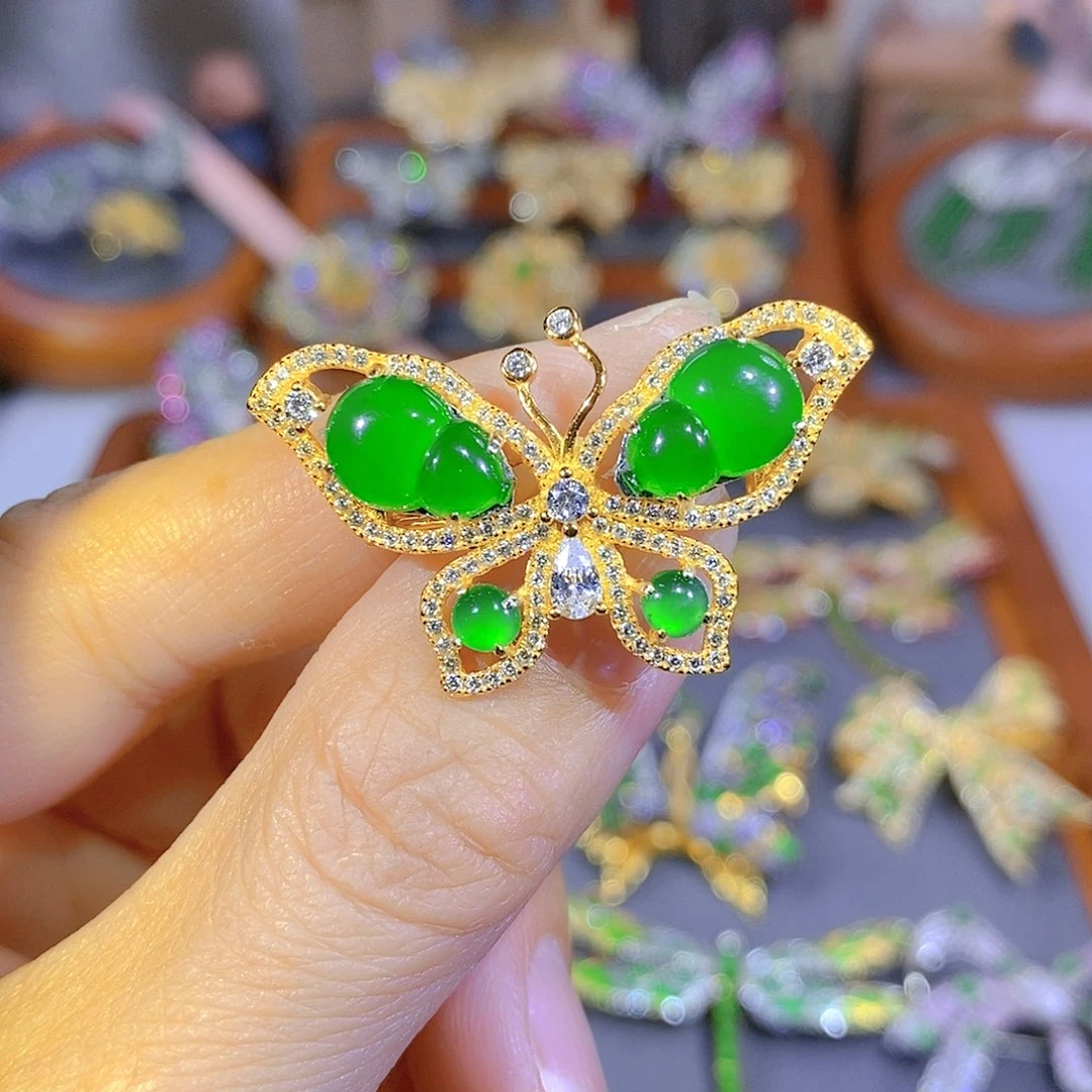 颈饰银S925镶嵌翡翠