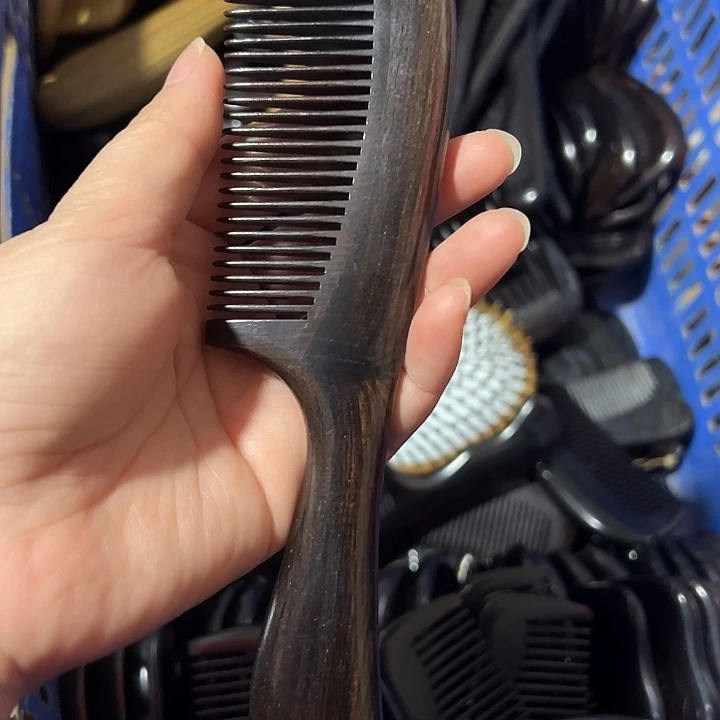 紫光檀梳子按摩梳手柄梳