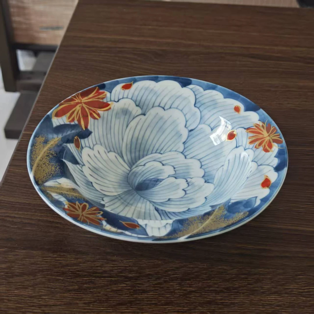 蓝凛堂 古风浪漫大轮牡丹18cm草帽盘