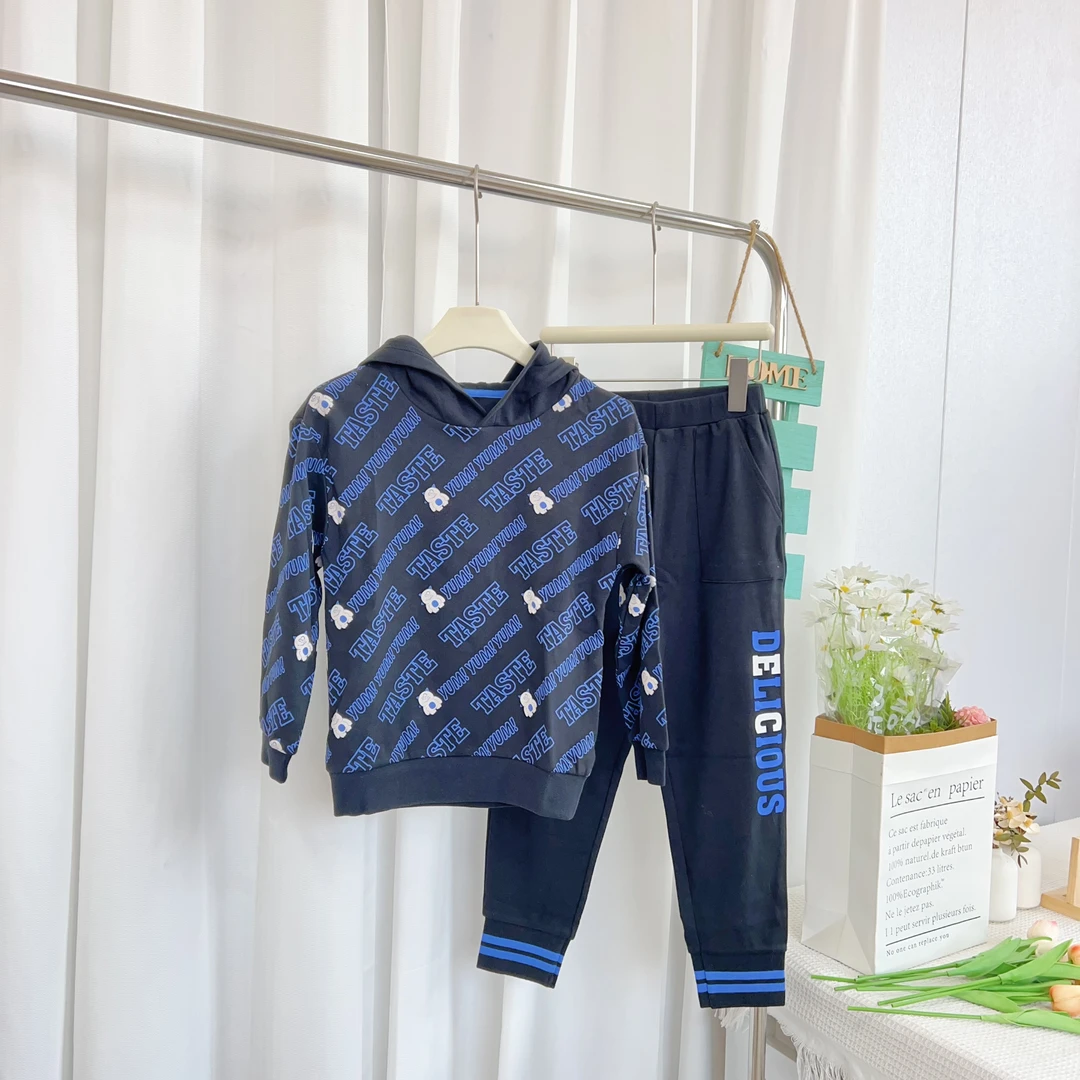 儿童春秋棉氨舒适针织运动卫衣套装