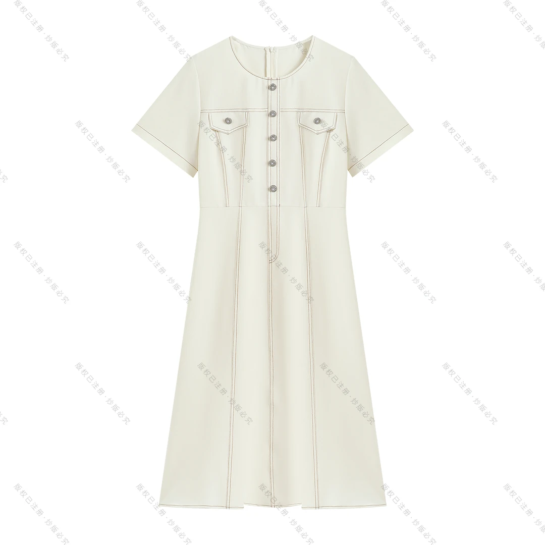 【南油虹姐】2025新款气质显瘦法式短袖连衣裙