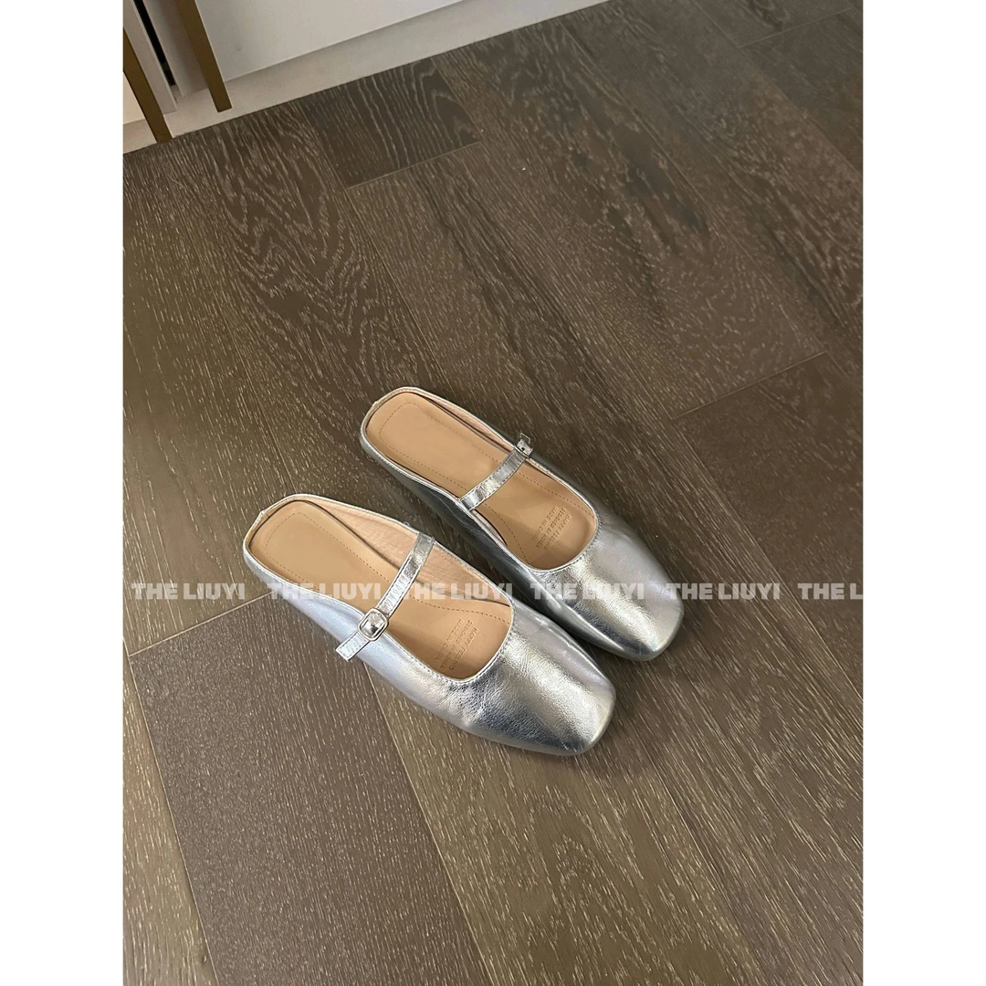 【LIUYI】银色百搭气质半包头拖鞋2574