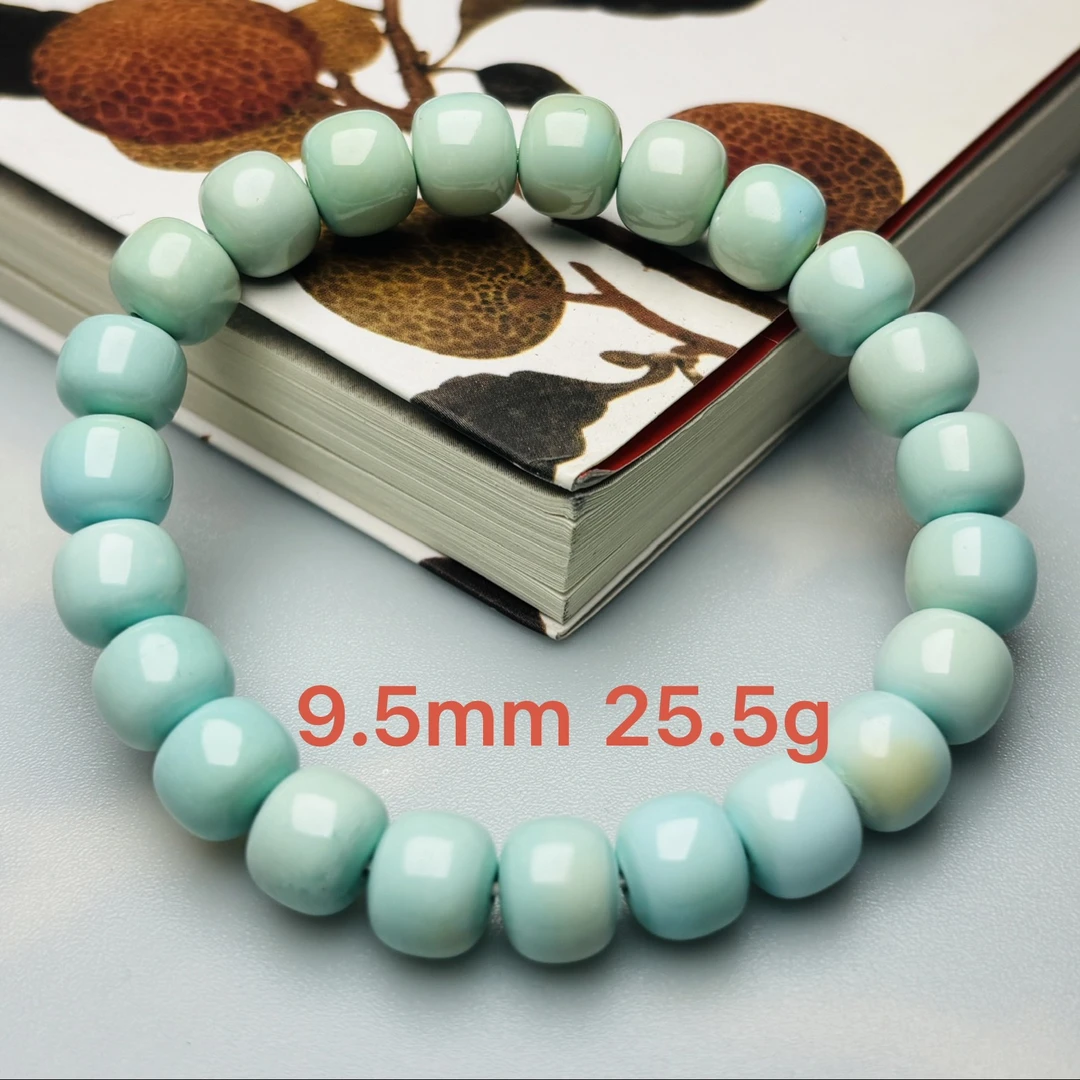 湖北十堰原矿绿松石手串精品干净时尚手串高瓷渐变色老型单圈素圈