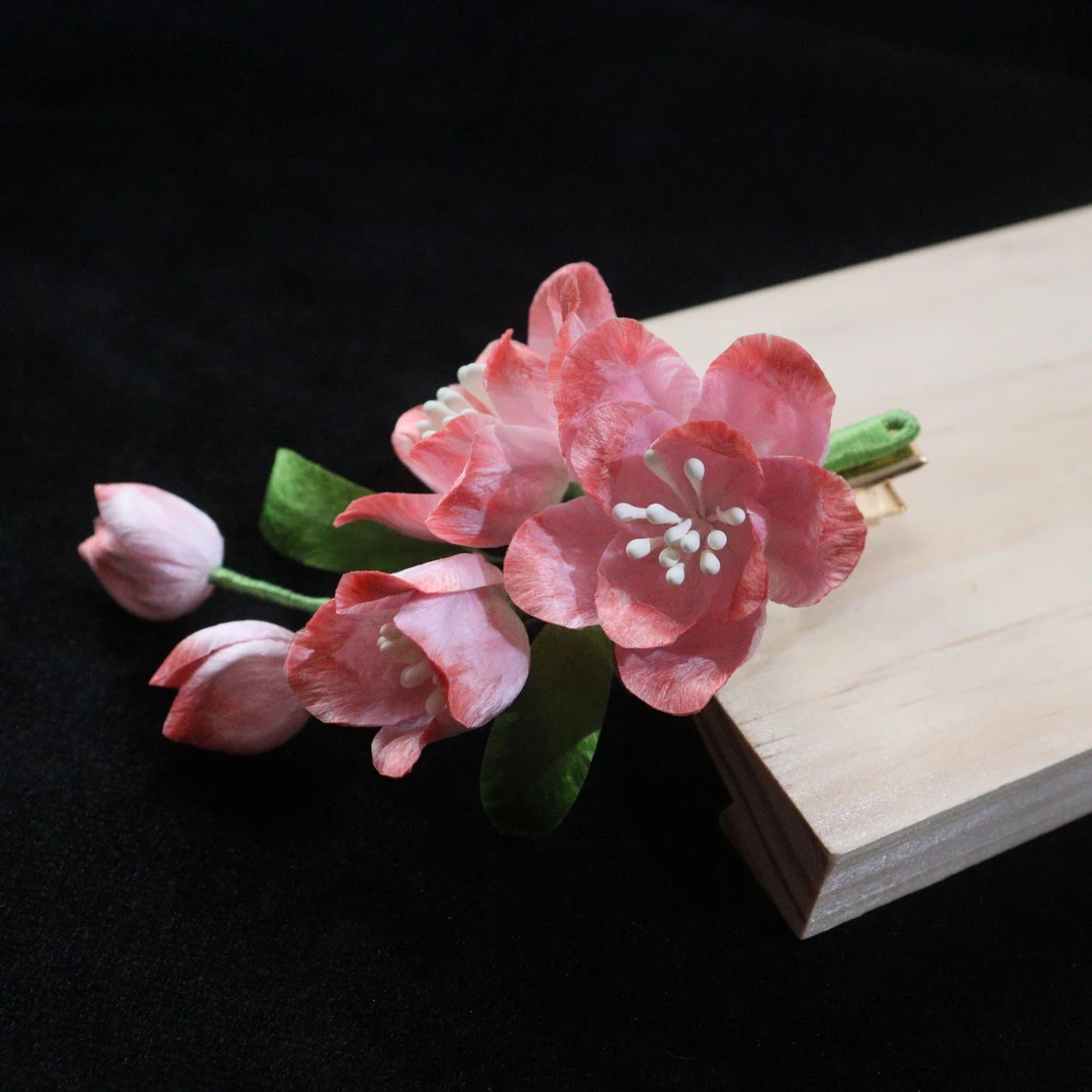 芙蓉发夹仙气百搭超仙清新可爱纯手工古典丸子头新中式发夹古风