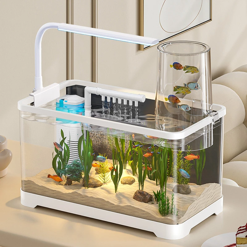 家用小型客厅新款过滤制氧负压缸造景生态桌面金鱼缸客厅家用