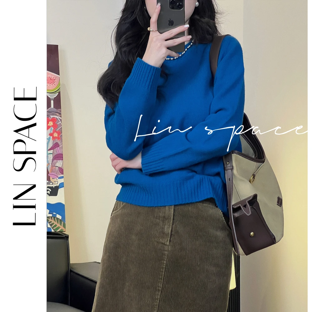 陈陈琳呀【多巴胺】100%羊毛无缝一体毛衣圆领亲肤针织衫